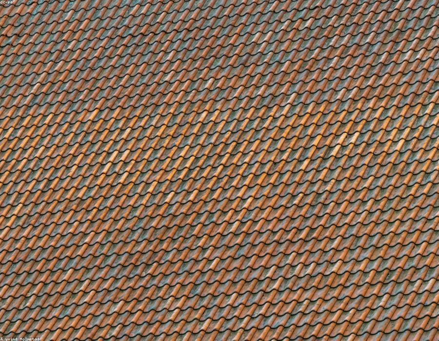 Close-up of new clay roof tiles